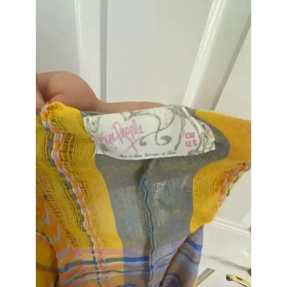 Free People Women's Yellow Wrap Kimono Top Size One Size - Picture 5 of 5